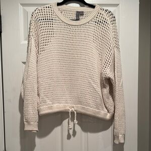 Sweaty Betty Women's Cream Sweater with drawstring waist